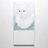 Bernadet ten Hove: Élisabeth, 2011 (Isabel de Borbón). Naar Diego Velázquez (1632) – lichtgroen, werk uit de reeks Present Presence, acryl, lakverf en vilt op aluminium

73,5 x 35 x 2 cm.
PHŒBUS•Rotterdam